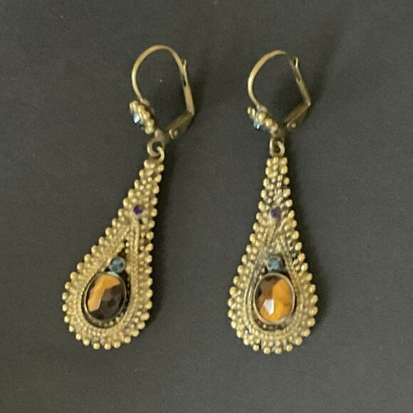 Sorelli Fashion Earrings with Tiger's Eye Stones - Picture 2 of 3